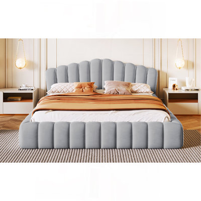 Tête de lit en velours revêtue de tissu d'ameublement pour grand lit