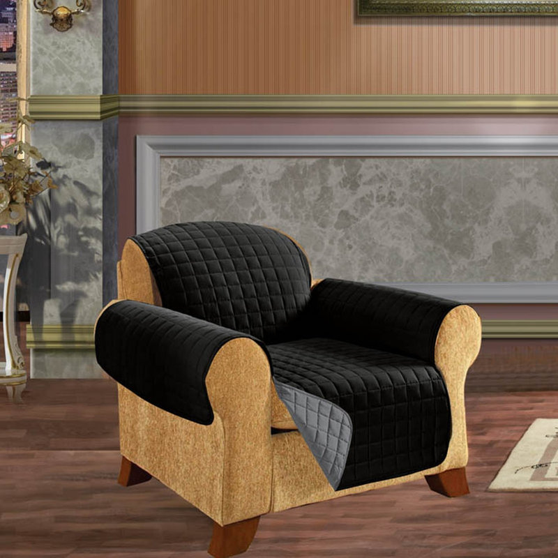 Polyester Box Cushion Armchair Slipcover, Black/Gray