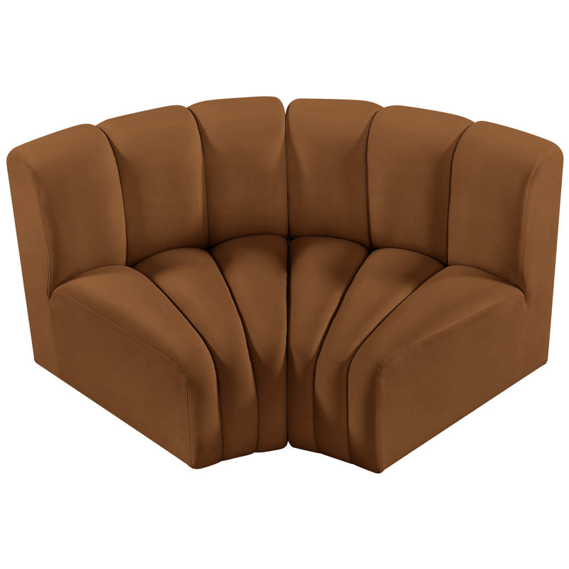 Ivanildo Upholstered Curved Sectional Reversible, Saddle Velvet
