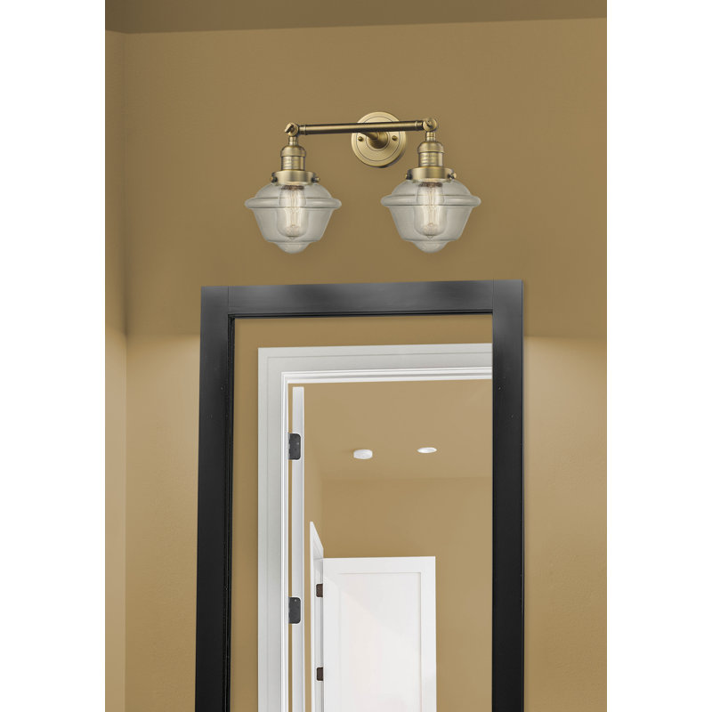 Éclairage pour meuble-lavabo 2 lumières rétro Lavalle, DEL, Laiton brossé, Grainé