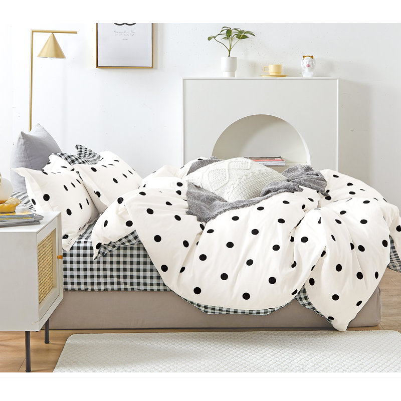 Summer 2023 Cotton Twill Dots Duvet Cover, King Duvet Cover + 2 King Shams