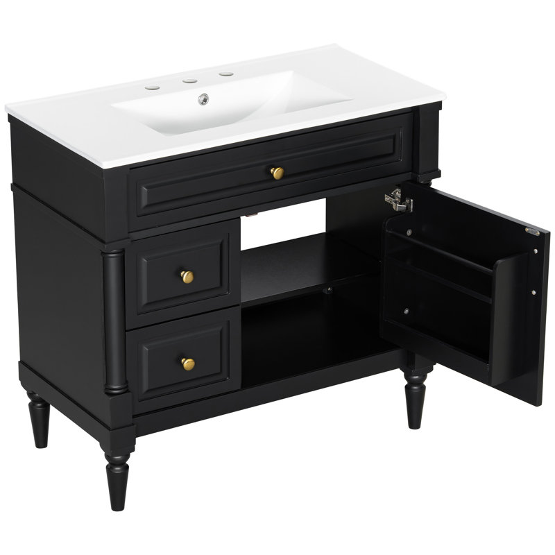 Meuble-lavabo 36 po avec lavabo, Noir