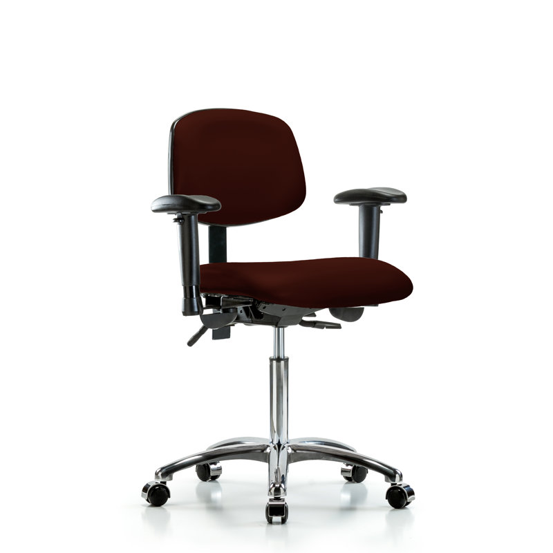 Shaylee Vinyl Task Chair, Burgundy, Casters, Not Included