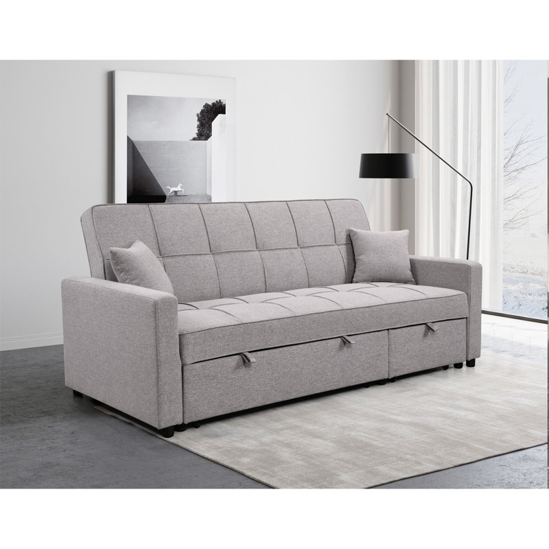 Versatile Sofa Bed With Adjustable Backrest And Pull-Out Feature For Home Comfort, Gray