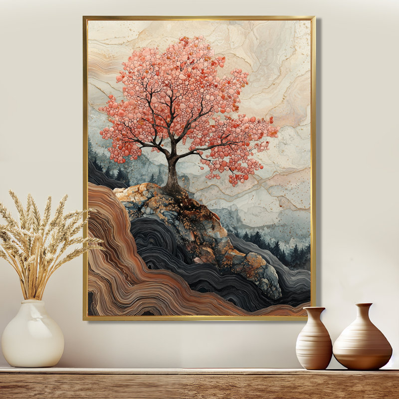 Hillyard - impressions sur toile florales, H 40 po x l 30 po, Impression encadrée flottante, Doré
