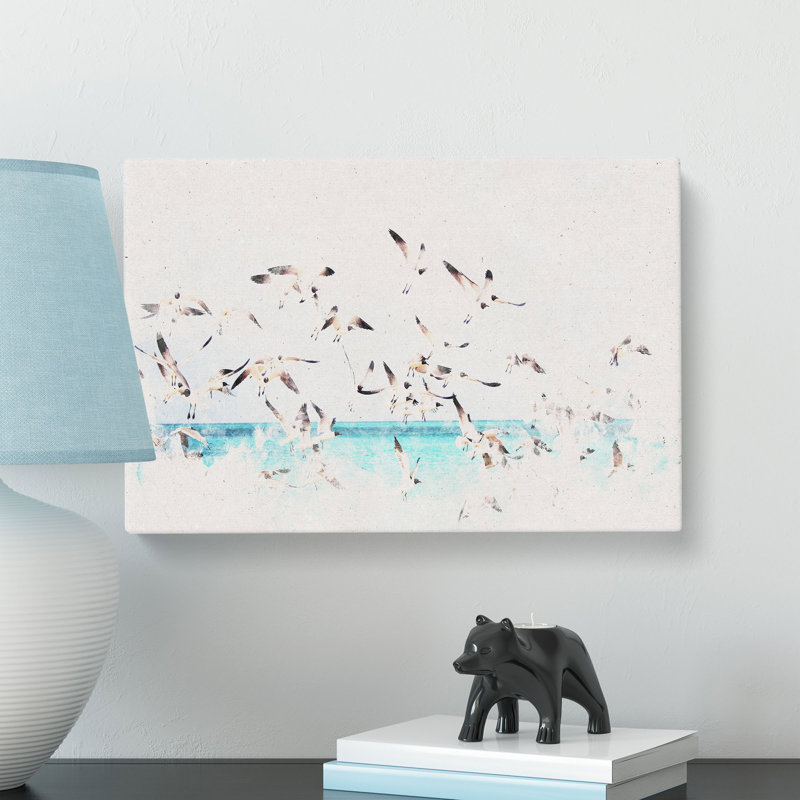 Flock Of Seagulls Over The Sea - Wrapped Canvas Print, 50cm H x 76cm W x 3cm D