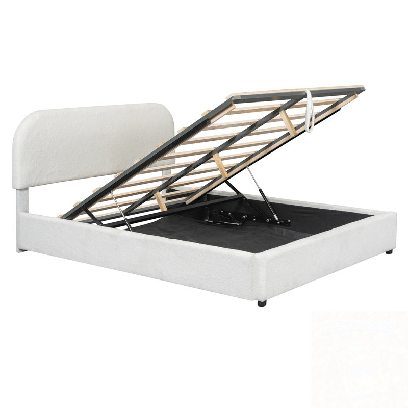 Grand lit plateforme tapissier Teddy, Grand lit