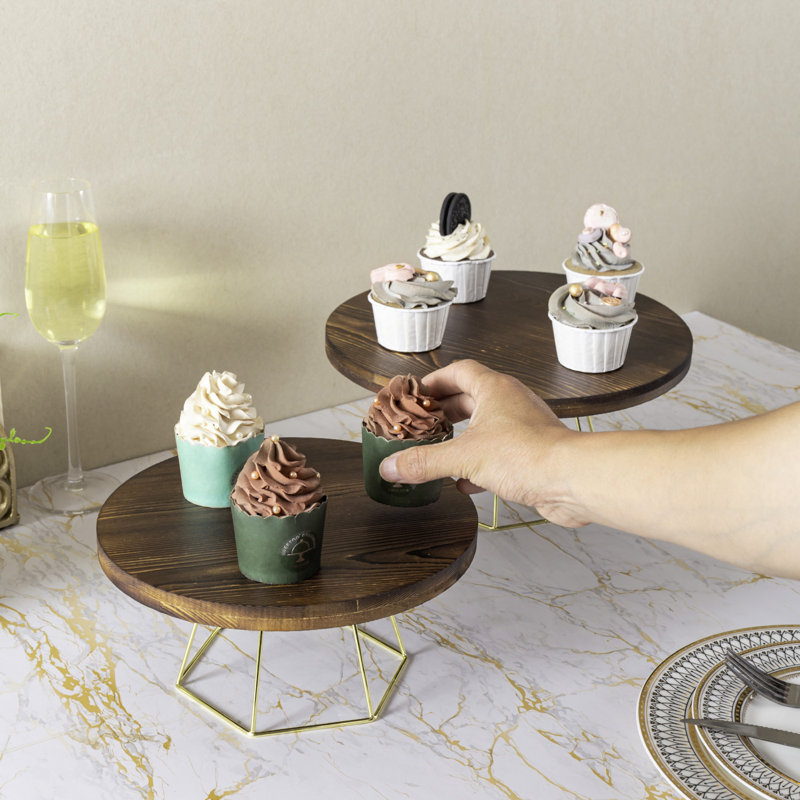 Mickenzy Wood Serving Cake Dessert Stand