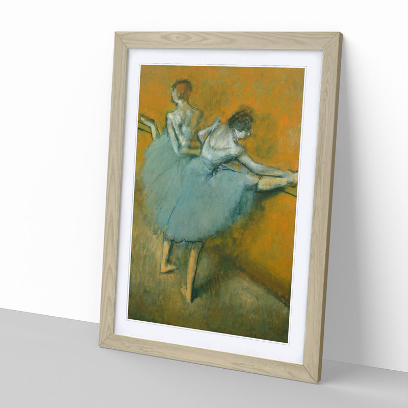 Ballet Ballerina Dancers at the Bar by Edgar Degas - Picture Frame Painting, 36cm H x 27cm W x 2cm D, Oak Framed