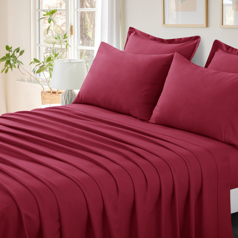 5/7 Piece Microfiber Bed-In-A-Bag Comforter Set , Red, Full Comforter + 6 Additional Pieces