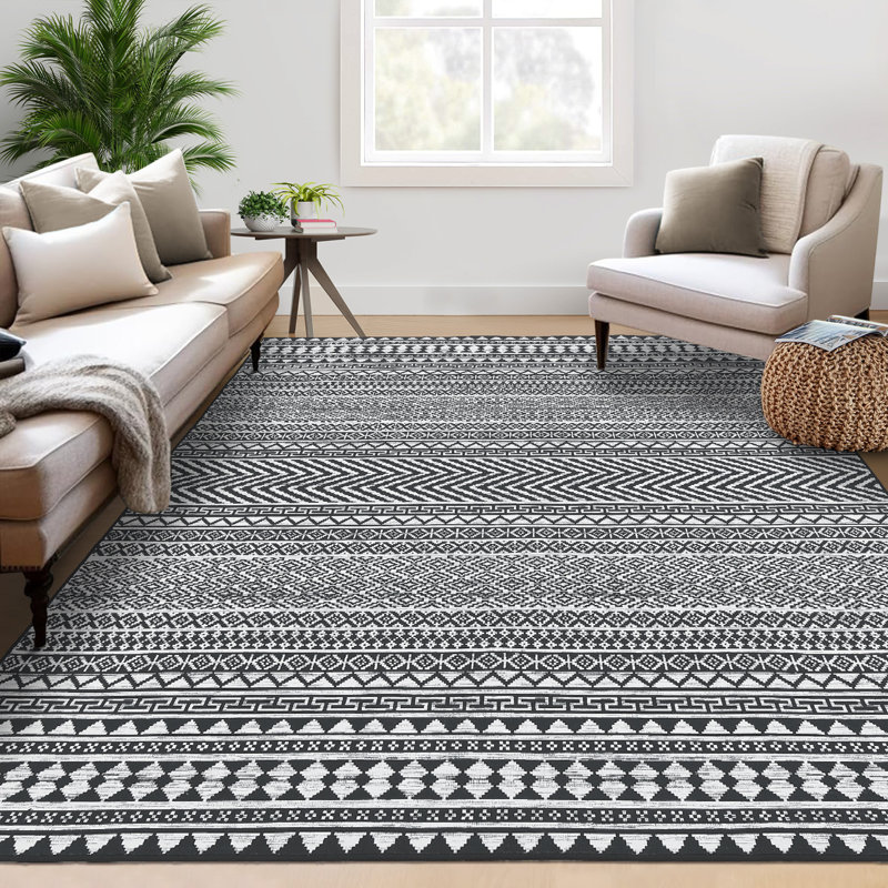 Tapis antidérapant lavable à la machine pour le salon, Rectangulaire 8 pi x 10 pi