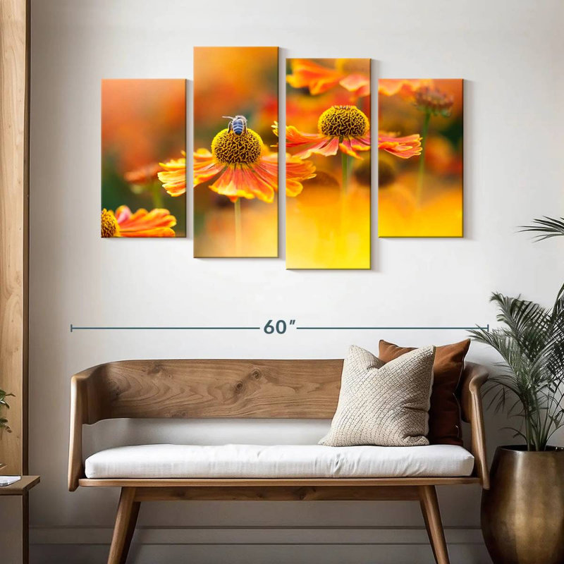 Harnek Bee On Sneezeweed Flower, 32" H x 52" W
