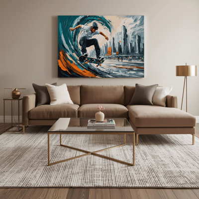 Sports Skateboarding Blue Canvas Wall Art