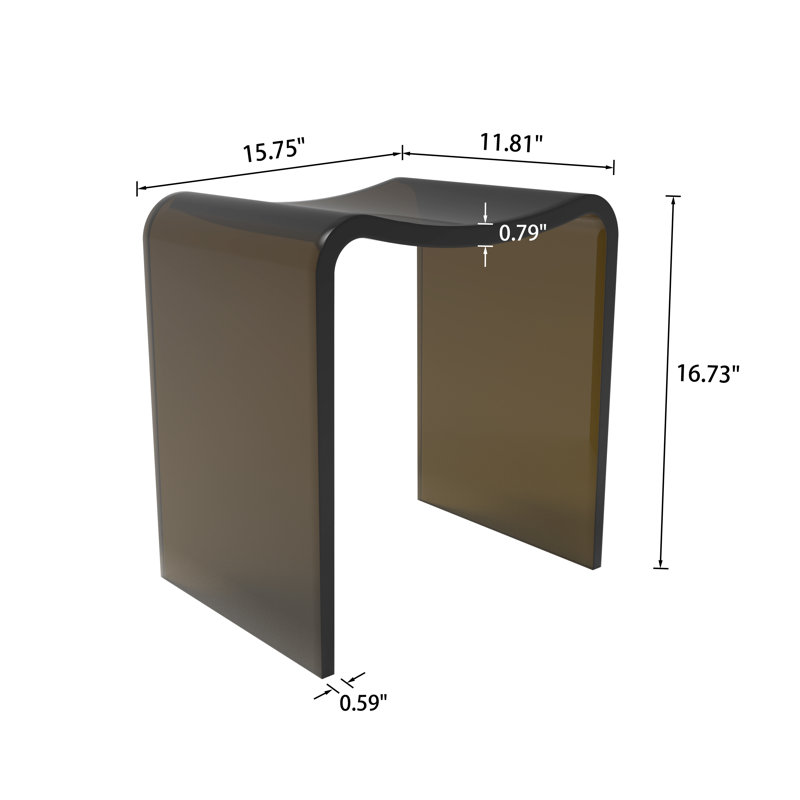 15.7'' Solid Surface Shower Bench Stool, Transparent Sepia