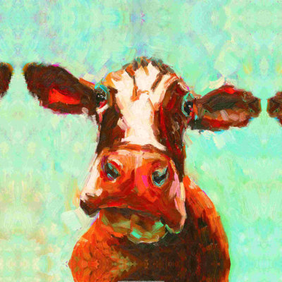 " Brown Cow Impasto " Painting Print