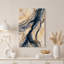 Tableau sur toile à motif craquelé organique beige et bleu foncé-35334725