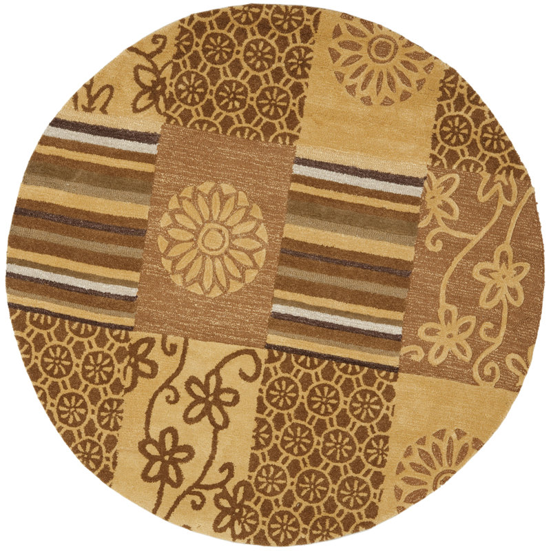 Soho Hand Tufted Wool & Viscose Pile Abstract Rug, Round 6'