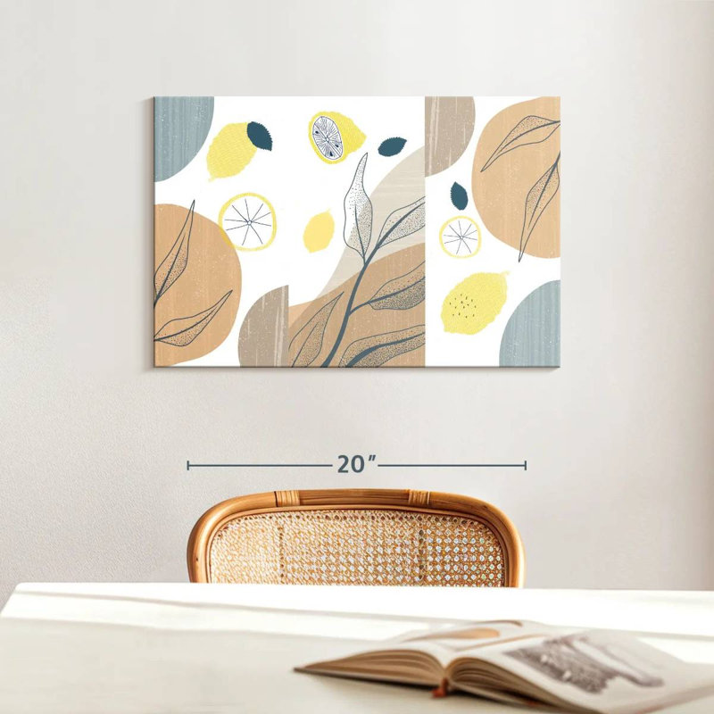 Boho Botanical Lemons, 16" H x 24" W