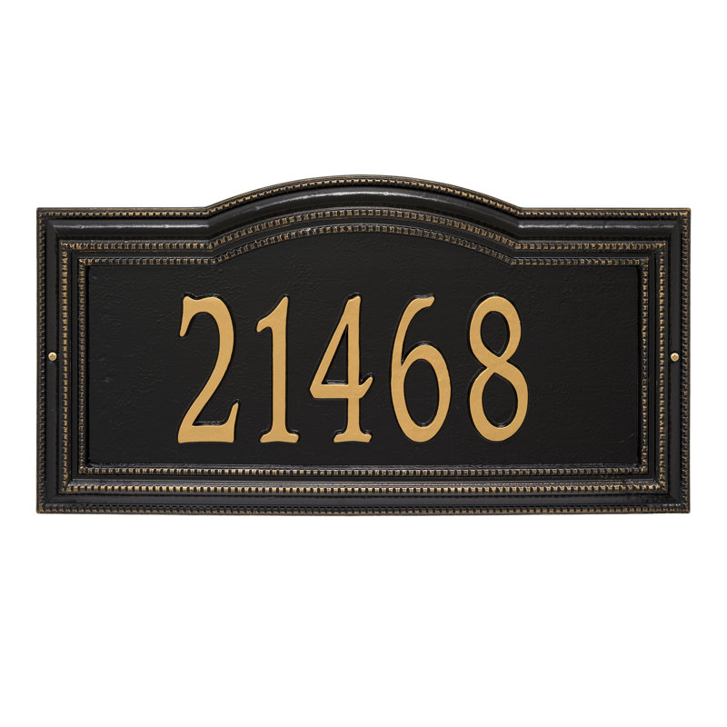 Signature Series 1-Line Wall Address Plaque, Black, Gold, Yes