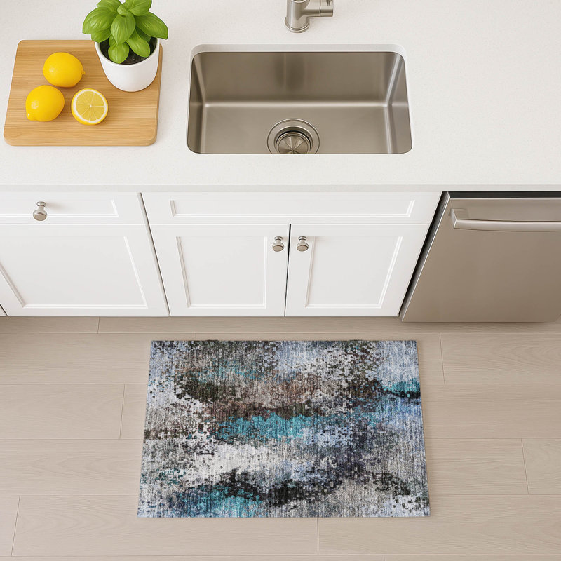 Tapis abstrait lavable à la machine intérieur / extérieur Layton ACN2242, Rectangle 1 pi 8 po x 2 pi 6 po