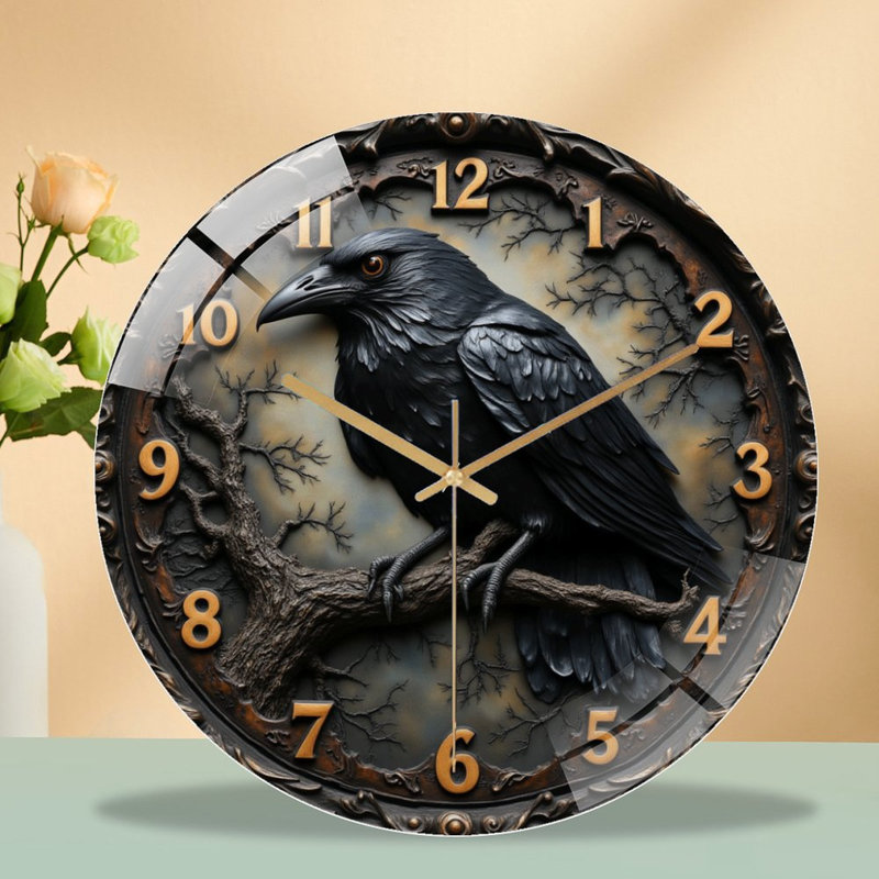 Horloge murale 12 po Black Raven