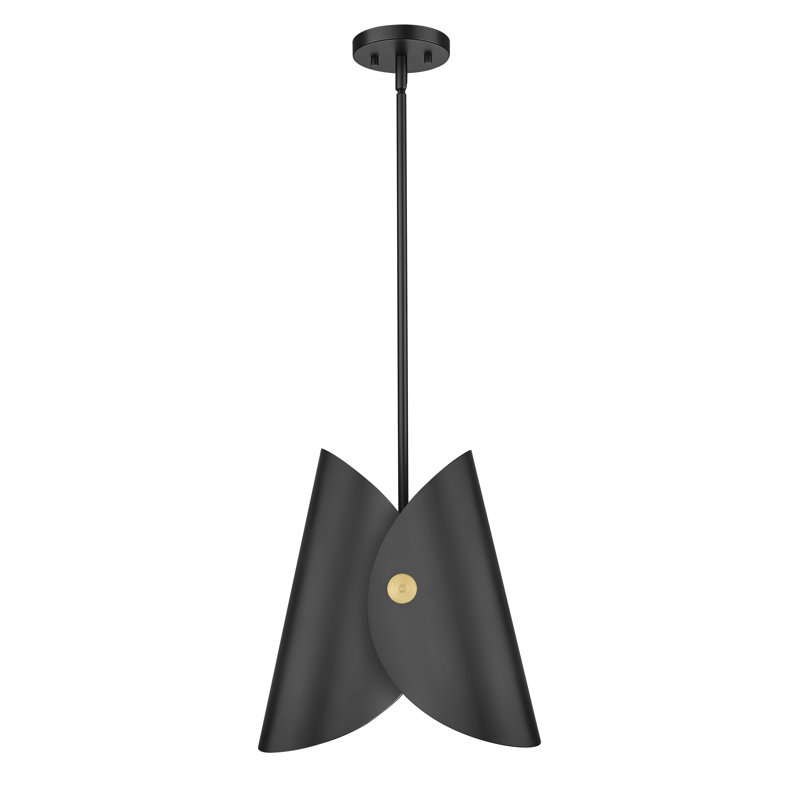 Luminaire suspendu 13 pouces Stijn, Noir mat, Noir et or