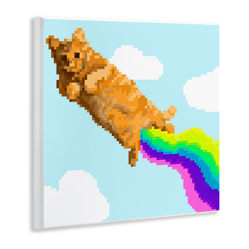 «Flying Rainbow Pixel Cat», art mural par June Erica Vess