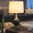23.5" Modern Metal Table Lamp with USB-A & Type-C Charging Ports, 3-Way Dimmable Touch Control, Black Marbleized / Antique Brass
