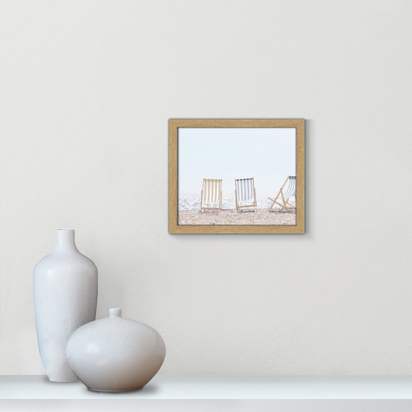 Adriatica "Beach Chairs" Print by Leah Straatsma, 13" H x 15" W x 1.25" D, Natural