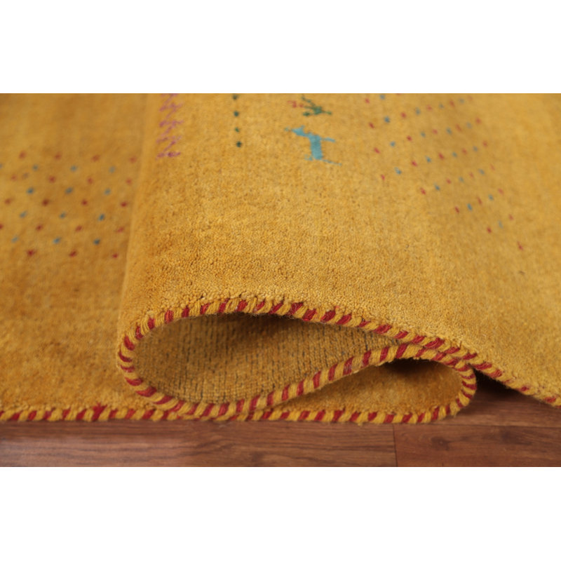 Tapis doré doré jaune Gabbeh 8 x 10
