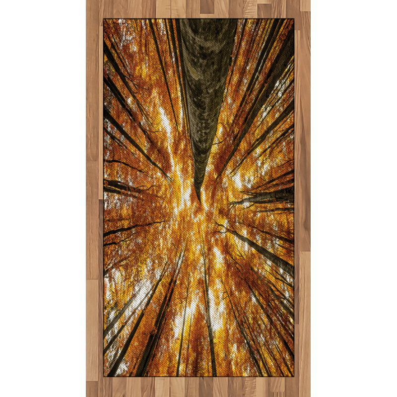 Forest Scenery High Density Long Fiber Poly Threads Decorative Area Rug Carpet, Rectangle 2'7" x 5'