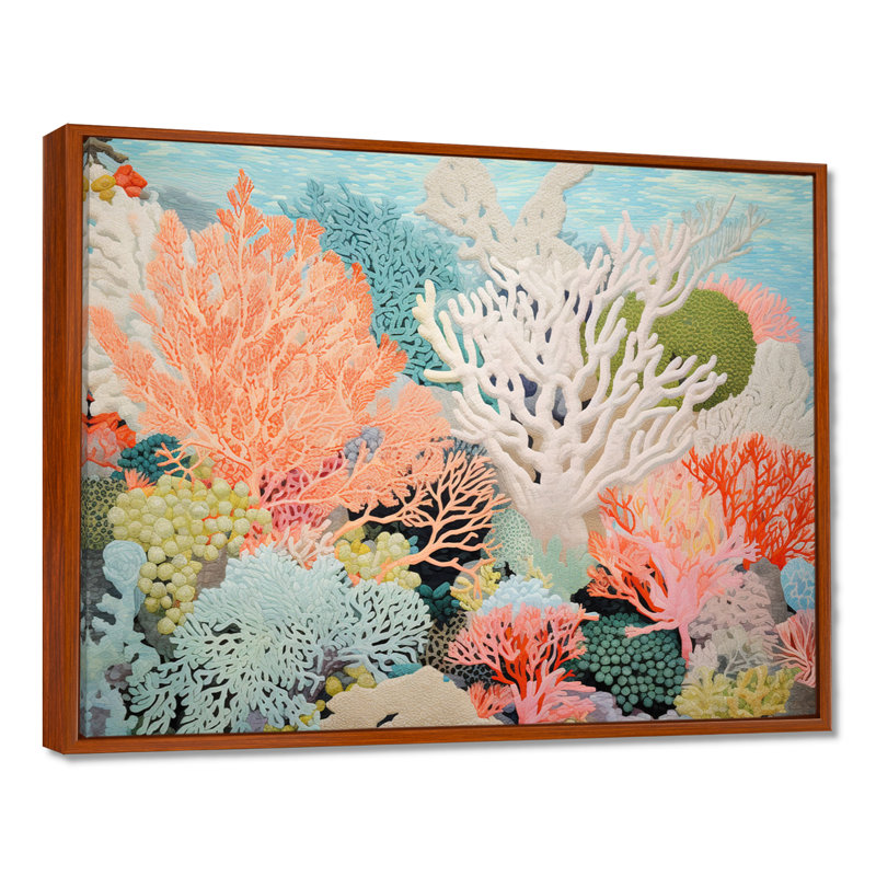 «Colorful Coral and Anemones Scenery I - Coastal Coral Under Water», reproduction d'art sur toile encadrée