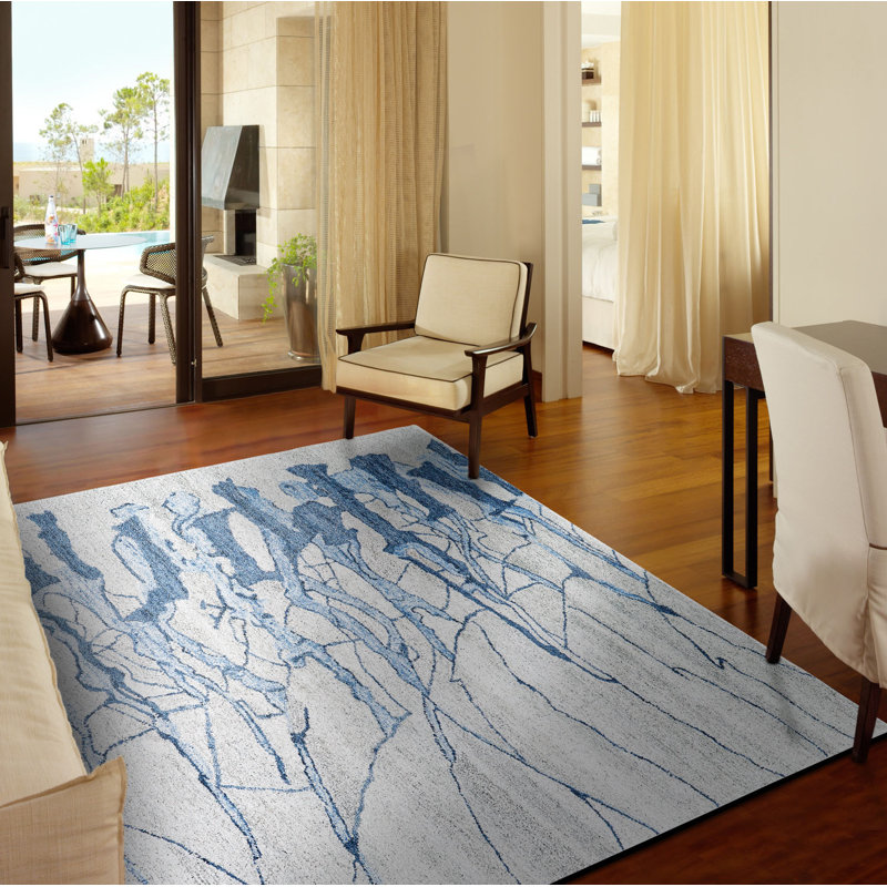 Banford Viscose Abstract Indoor Rug, Rectangle 7'3" x 9'3"