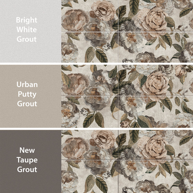 Parete Fiori 24" x 47" Porcelain Natural / Floral Wall & Floor Tile, Beige
