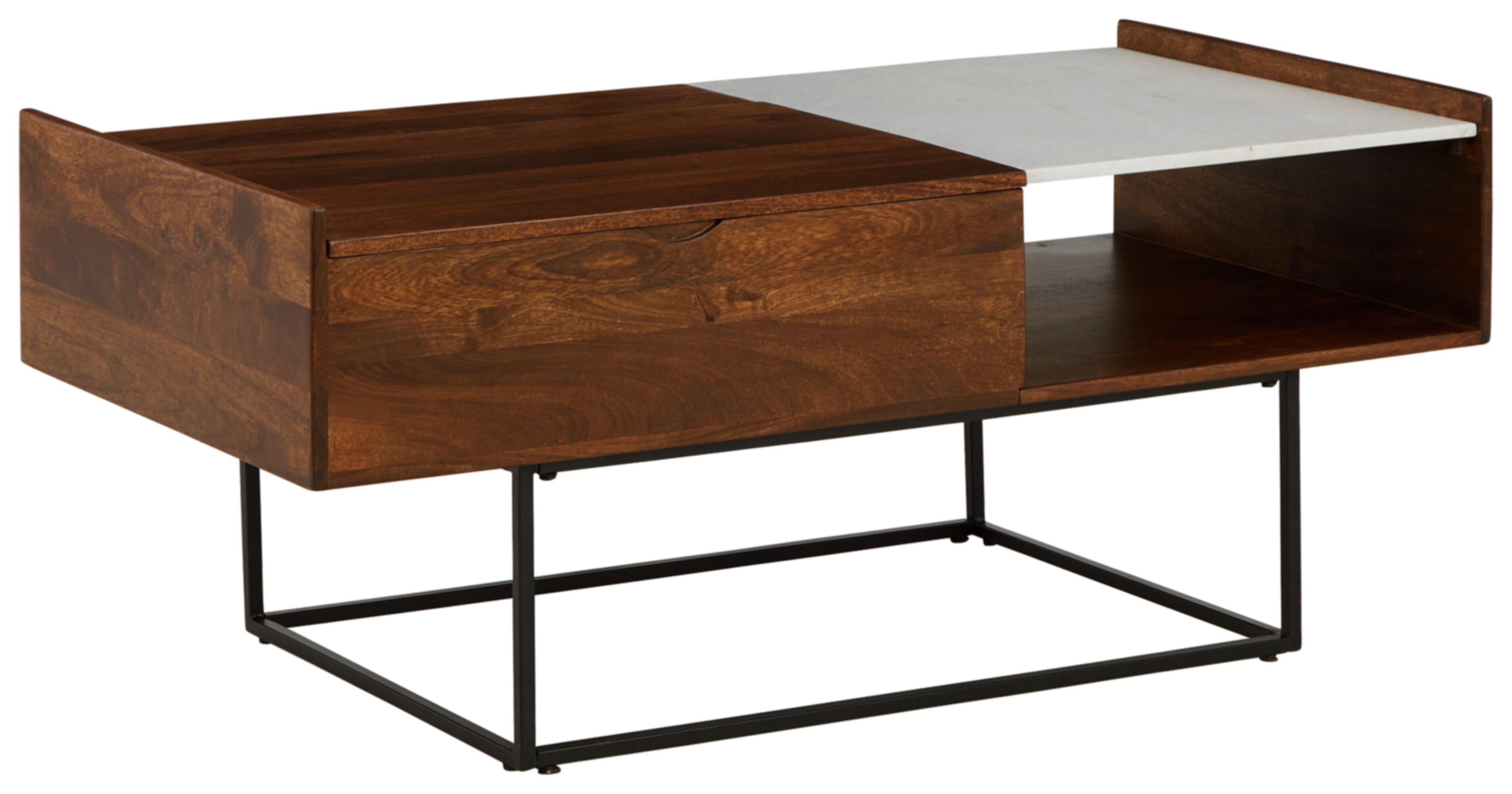 Luxor 18-inch Tall Lift Top Coffee Table with Drawer, Dark Walnut