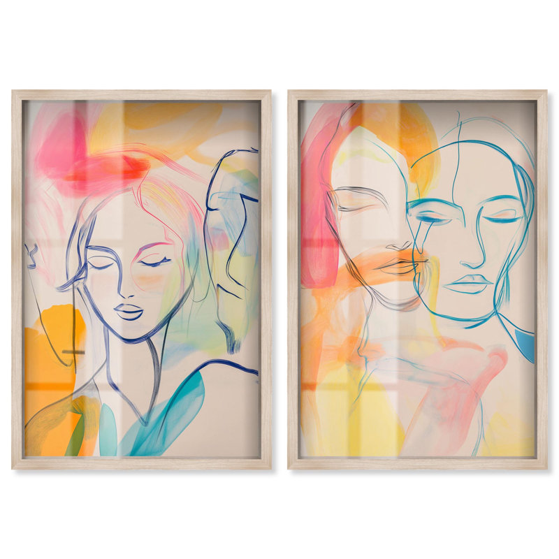 «Inner Reflections Shadowbox Print», ensemble d'art abstrait moderne par Art Remedy, cadre blond, 20 x 30, 31" H x 21" W