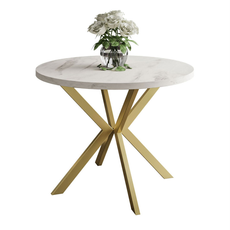 Amary Round Dining Table, 76 H x 100 L x 176 W cm, White