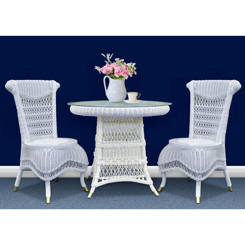 Table à thé classique pour adultes et deux chaises en blanc, Blanc