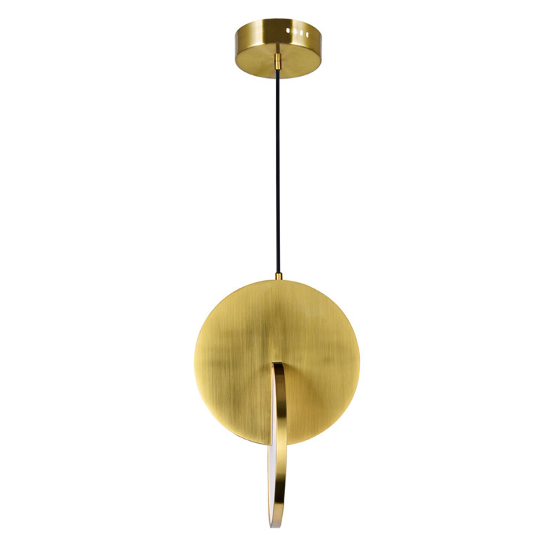 Integrated LED Mini Pendant Light, Brushed Brass Finish – Modern Hanging Fixture for Kitchen or Dining Area
