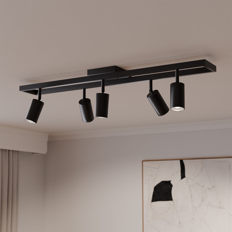 Matte Black 5-Light Track Light with Adjustable Heads, 36 in. Dimmable Track Bar for Modern Kitchen and Living Room Lighting