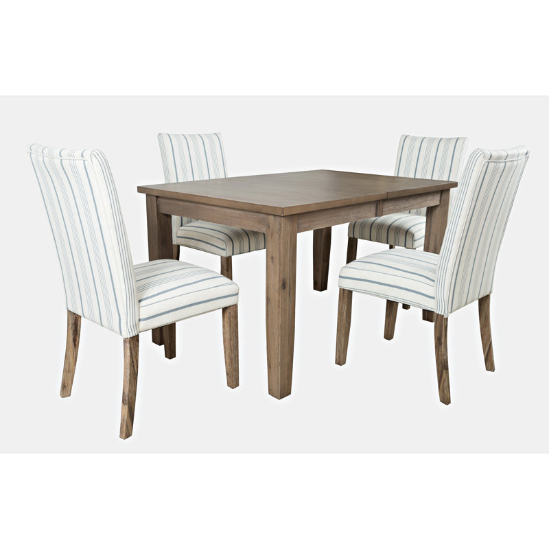 Fergerson Extendable Four Leg Dining Set, 5 Pieces: Table, 4 Chairs