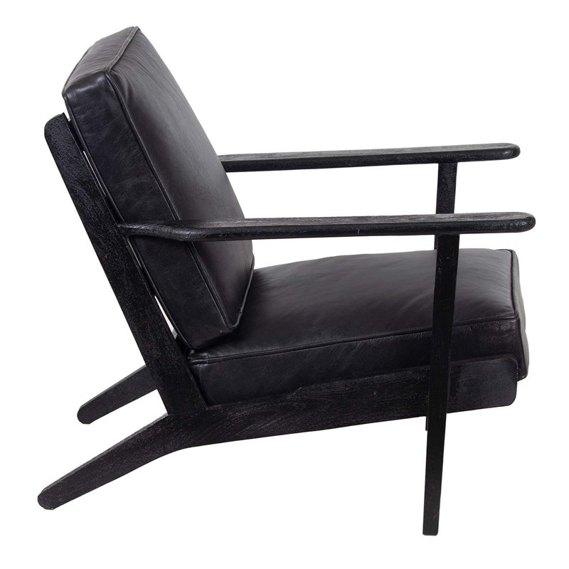 Bacallao 34'' Wide Armchair, Black Leather