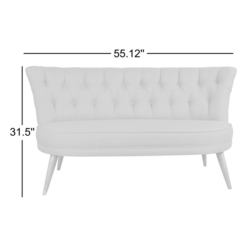 Modern 2-Seat Sofa, Solid Wood Frame, Easy Clean 100% Polyester Fabric, Grey, 55.1 x 31.5 x 27.9 inches | 32 DNS Foam for Comfort, Stylish Wood Legs | Perfect for American Traditional & Rustic Décor