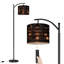Lampe sur pied à arc avec abat-jour ajustable Bibliothèque rétro Bibliothèque bibliothèque Bibliothèque en bois avec bougies allumées Lampe sur pied 3 températures de couleur à intensité variable Lampe sur pied avec interrupteur au pied pour la chambre à coucher