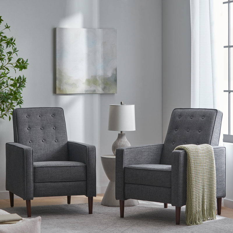 Upholstered Recliner, Gray 100% Polyester