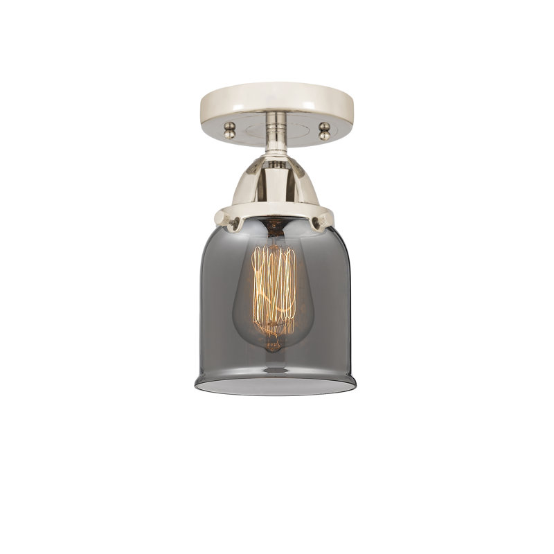 Glass Semi Flush Mount, 9.25" H x 5" W x 5" D, Plated Smoke, Polished Nickel