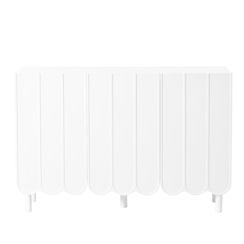 Armoire moderne Carswell avec finition blanche et grand espace de rangement Tablette à chaussures polyvalente