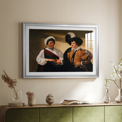 The Fortune Teller (version du Louvre) - Caravage - reproduction encadrée avec passe-partout et verre - c. 1595