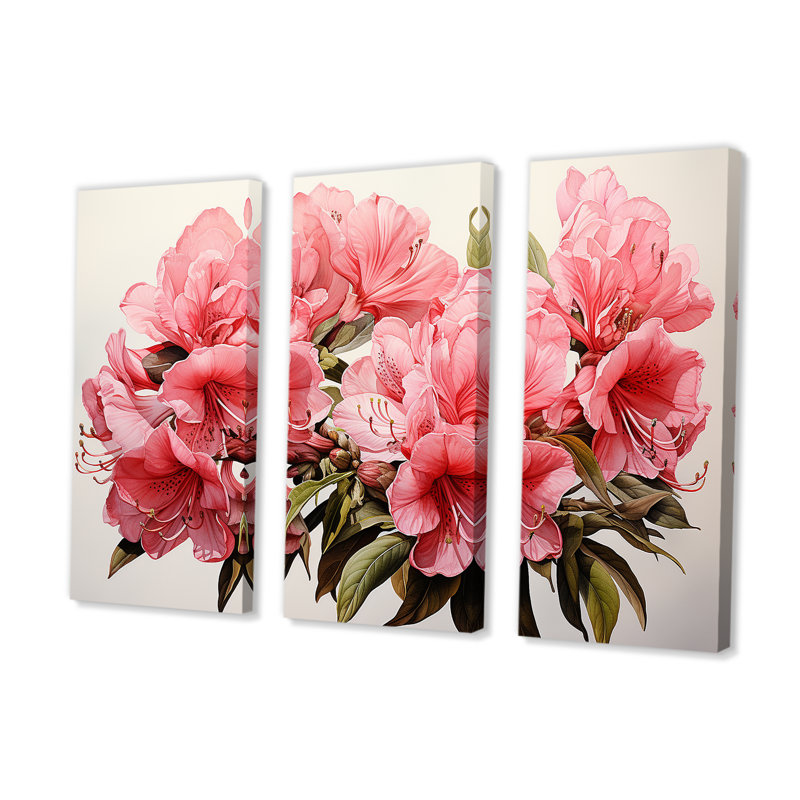 Rhododendron Minimalisme rêve - ensemble d'art sur toile Rhododendron, H 40 po x l 60 po x P 1 po
