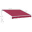 Auvent rétractable 12 po x 8 pi, abat-jour de patio avec poignée. 280G / M & Water - Tissu, cadre en aluminium pour terrasse, balcon, cour. Auvent rouge, cour à manivelle